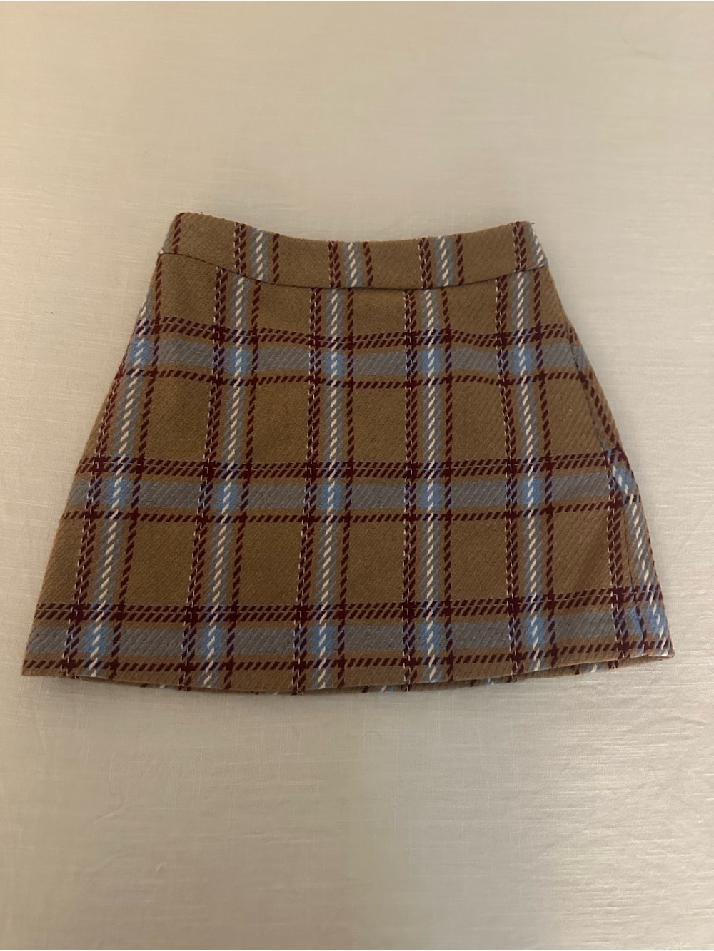 Classic Plaid A-Line Mini Skirt - Brown